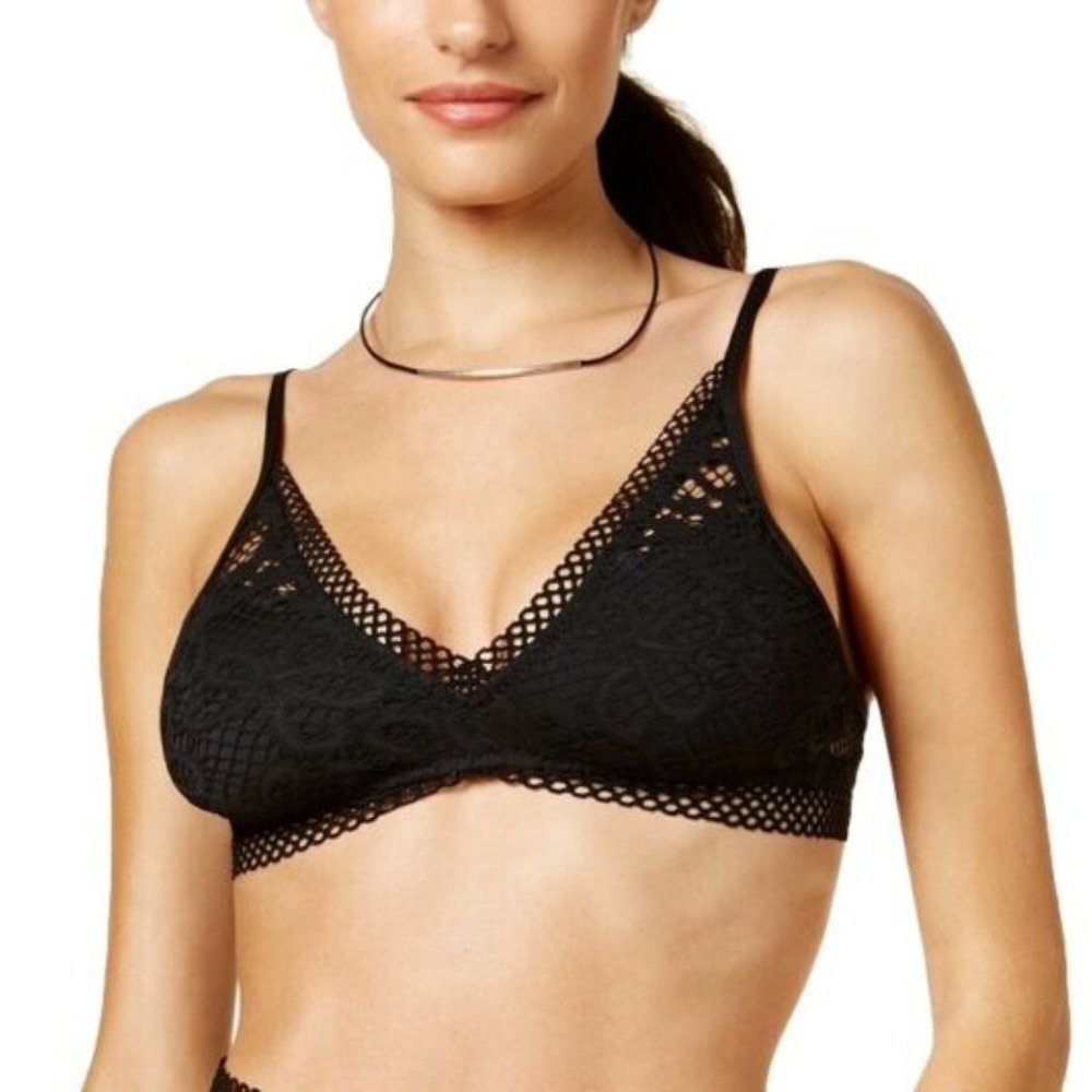 BECCA CAPTURED LACE TRIM CROCHET BIKINI TOP NWT
